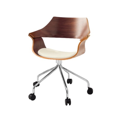 イトーキ ミーティングチェア・多目的チェア 完成日 組立不要 DAチェア キャスタータイプ 突板タイプ・背パッドなし ウレタンレザー張り フレームカラー(クロームメッキ) KDA-130DK1-Z9W9