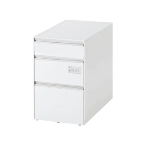 イトーキ デスクワゴン・脇机 完成日 組立不要 インクルード ワゴン 3段(ダイヤル錠) D694(ロング) スチール塗装 JF-047MACKB-W9