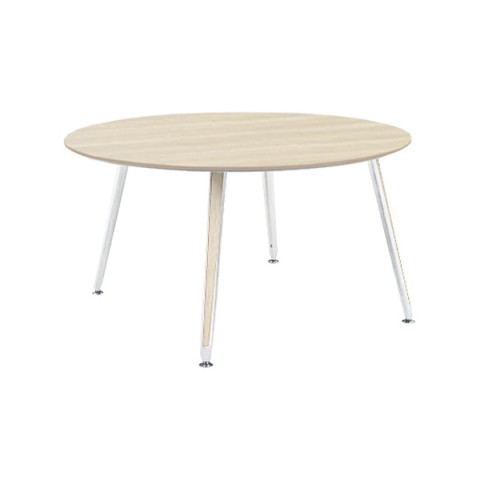 オカムラ ミーティングテーブル 完成日 組立不要 プリシード サークル天板タイプ 脚カバー:天板同色 配線なし 天板マークレスメラミン 塗装脚(ネオホワイト) 3CA9CC-MBA1
