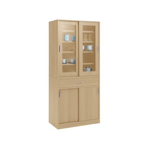 オカムラ オフィスキャビネット・収納家具 完成日 組立不要 カップケース 木製カップケース(引き戸) L859DB-ML17