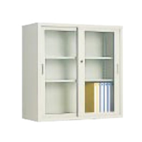 コクヨ オフィスキャビネット・収納家具 完成日 組立不要 保管庫浅型 ガラス引き違い戸タイプ 上置き 3段 S-U335GF1