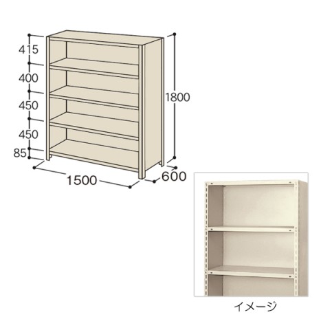 イナバ オフィスキャビネット・収納家具 完成日 組立不要 軽量ラック パネル付きタイプ(P型) H1800 E05412A5