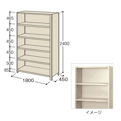 イナバ オフィスキャビネット・収納家具 完成日 組立不要 軽量ラック パネル付きタイプ(P型) H2400 E05474A5