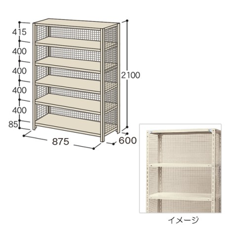 イナバ オフィスキャビネット・収納家具 完成日 組立不要 軽量ラック 金網付きタイプ(N型) H2100 E06097A5