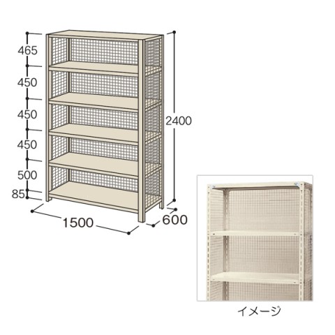 イナバ オフィスキャビネット・収納家具 完成日 組立不要 軽量ラック 金網付きタイプ(N型) H2400 E06138A5