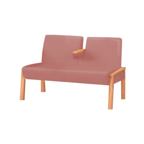 イトーキ ロビーベンチ・長椅子 完成日 組立不要 ロビーチェア LZ スタンダードタイプ 2連中間固定肘付 ビニールレザー LLZ-112D-M6