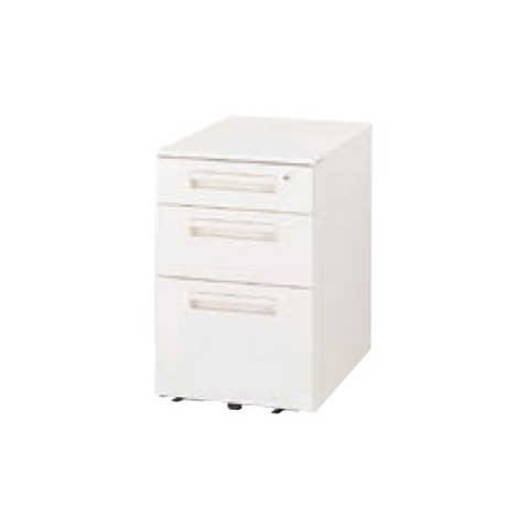 ライオン デスクワゴン・脇机 完成日 組立不要 ディベラ ワゴン(チェンジキーシステムタイプ) 引出し3段 VD-043A-W 472-87