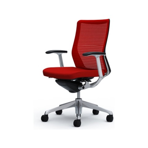 オカムラ オフィスチェア 完成日 組立不要 コーラル メッシュタイプ ミドルバック ボディカラー(ブラック) フレームカラー(ポリッシュ) デザインアーム CQ41BR-FSH9