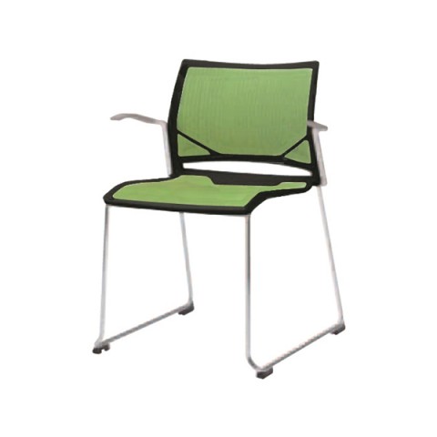 オカムラ ミーティングチェア・多目的チェア 完成日 組立不要 ツァルト クローズ脚タイプ メッキフレーム ブラックシェル 肘付 81R1AL-FZF3