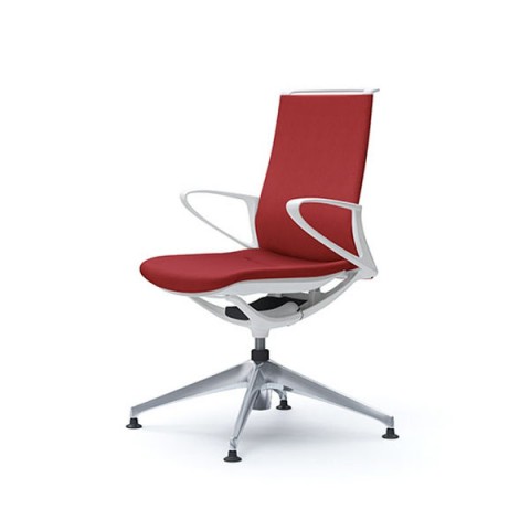 オカムラ オフィスチェア 完成日 組立不要 モード 4本脚オートリターン ミドルバック デザインアーム フレーム(樹脂) ボディカラー(ホワイト) クロス(ミックス) CA25FW-FWM9