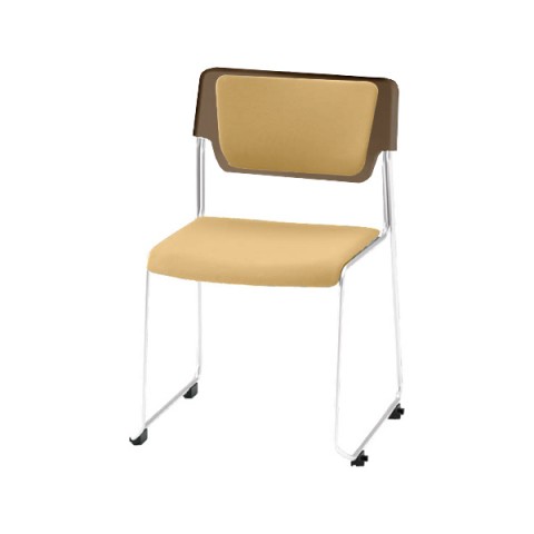 イトーキ ミーティングチェア・多目的チェア 完成日 組立不要 エレック エスシー ループ脚タイプ 背座クッション 5号 脚フレームカラー(ホワイト) ビニールレザー シェルカラー(アンバー) KLC-953DFW9K2K9