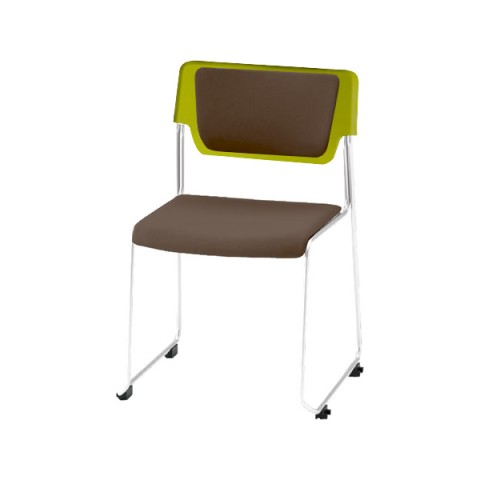 イトーキ ミーティングチェア・多目的チェア 完成日 組立不要 エレック エスシー ループ脚タイプ 背座クッション 5号 脚フレームカラー(ホワイト) ビニールレザー シェルカラー(モスグリーン) KLC-953DFW9Q6K1