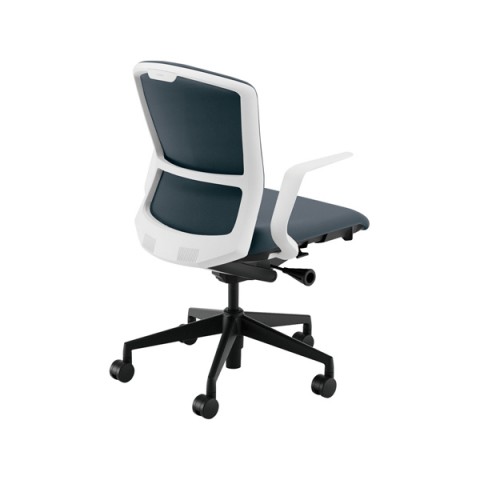 ウチダ オフィスチェア 完成日 組立不要 エルフィ ホワイトフレーム 両面クロスタイプ ミドルバック L型肘 ブラック脚 ナイロンキャスター ELA2-310C-WSB 5-354-4113