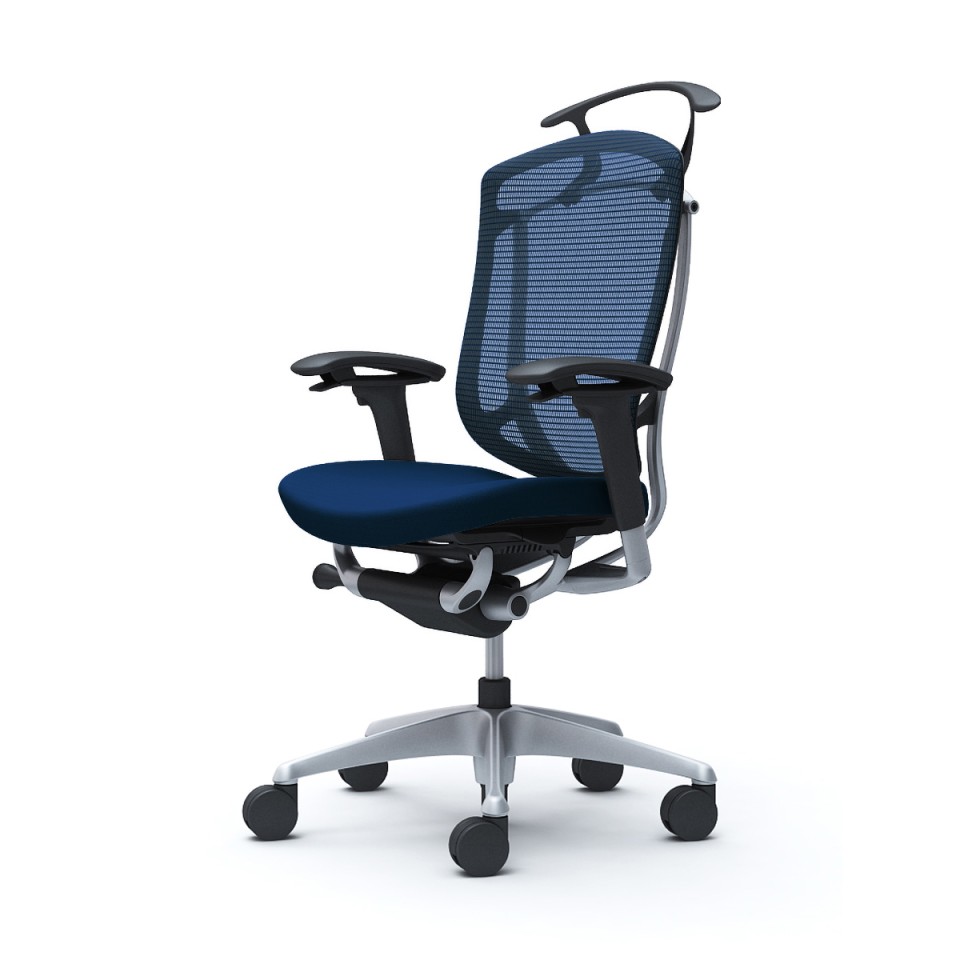 オカムラ オフィスチェア 完成日 組立不要 コンテッサセコンダ ハイバック 5本脚 アジャストアーム クッション シルバーフレーム ブラックボディ ランバー無 ハンガー付 ナイロンキャスター CC84GR-FPC4