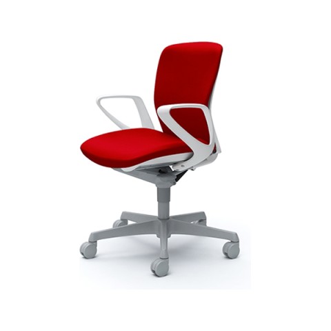 オカムラ オフィスチェア 完成日 組立不要 スラート ローバック デザインアーム付 シェルカラー(ホワイト) 樹脂脚 ナイロンキャスター C341WR-FSF9