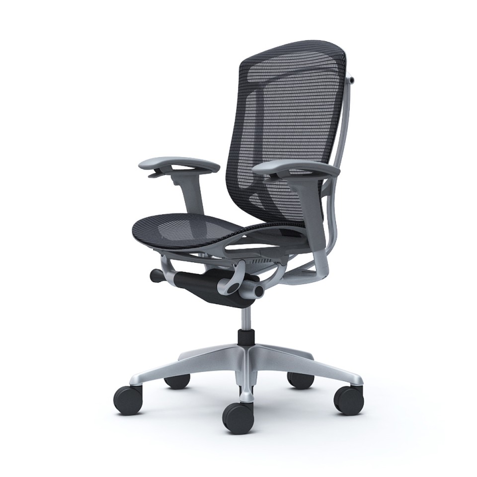 オカムラ オフィスチェア 完成日 組立不要 コンテッサセコンダ ハイバック 5本脚 アジャストアーム メッシュ シルバーフレーム グレーボディ ランバー無 ハンガー無 ナイロンキャスター CC81GA-FPG1