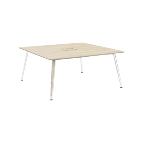 オカムラ ミーティングテーブル 完成日 組立不要 プリシード スクエア天板タイプ 脚カバー:天板同色 スクエア配線 天板マークレスメラミン 塗装脚(ネオホワイト) 3CA9BA-MBA1