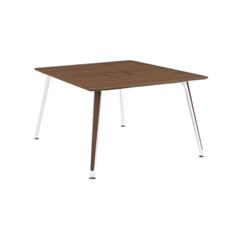 オカムラ ミーティングテーブル 完成日 組立不要 プリシード スクエア天板タイプ 脚カバー:天板同色 スクエア配線 天板マークレスメラミン 塗装脚(ネオホワイト) 3CA9BC-MBA3