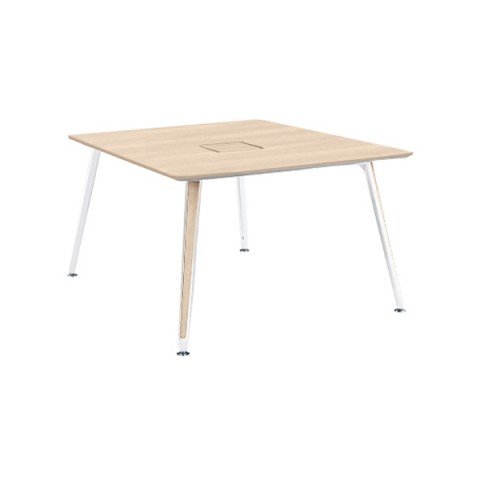 オカムラ ミーティングテーブル 完成日 組立不要 プリシード スクエア天板タイプ 脚カバー:天板同色 スクエア配線 天板標準メラミン 塗装脚(ネオホワイト) 3CA9BC-MBA5