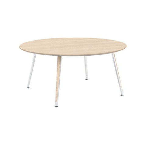 オカムラ ミーティングテーブル 完成日 組立不要 プリシード サークル天板タイプ 脚カバー:天板同色 配線なし 天板標準メラミン 塗装脚(ネオホワイト) 3CA9CA-MBA5