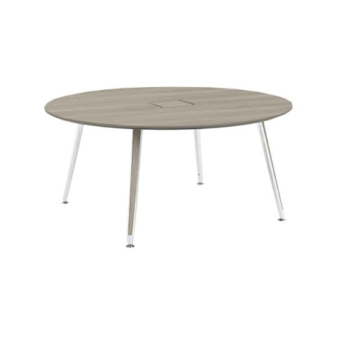 オカムラ ミーティングテーブル 完成日 組立不要 プリシード サークル天板タイプ 脚カバー:天板同色 スクエア配線 天板マークレスメラミン 塗装脚(ネオホワイト) 3CA9EA-MBA2