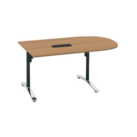 コクヨ ミーティングテーブル 完成日 組立不要 ビエナ 天板固定テーブル T字脚・U字形天板 ポリッシュ脚テーブル 配線ボックス付き 脚カラー(ポリッシュ) MT-VU157BPMP2-E