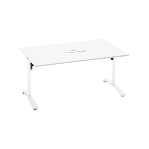 コクヨ ミーティングテーブル 完成日 組立不要 ビエナ 天板固定テーブル T字脚・角形天板 アジャスター脚 塗装脚テーブル 配線ボックス付き 脚カラー(ホワイト) MT-V159BSAAMAW-E