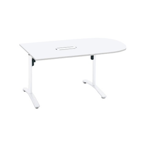 コクヨ ミーティングテーブル 完成日 組立不要 ビエナ 天板固定テーブル T字脚・U字形天板 塗装脚テーブル 配線ボックス付き 脚カラー(ホワイト) MT-VU157BSAAMAW-E