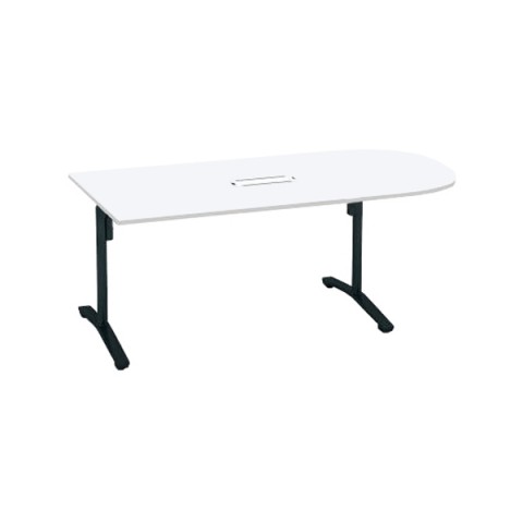 コクヨ ミーティングテーブル 完成日 組立不要 ビエナ 天板固定テーブル T字脚・U字形天板 塗装脚テーブル 配線ボックス付き 脚カラー(ブラック) MT-VU189BE6AMAW-E