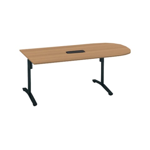 コクヨ ミーティングテーブル 完成日 組立不要 ビエナ 天板固定テーブル T字脚・U字形天板 塗装脚テーブル 配線ボックス付き 脚カラー(ブラック) MT-VU189BE6AMP2-E