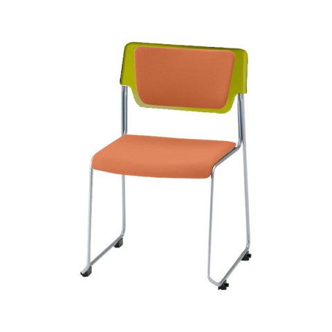 イトーキ ミーティングチェア・多目的チェア 完成日 組立不要 エレック 背パッド付 脚フレームカラー(シルバーメタリック) シェルカラー(モスグリーン) ビニールレザー張り KLC-620DFZ5Q6D7