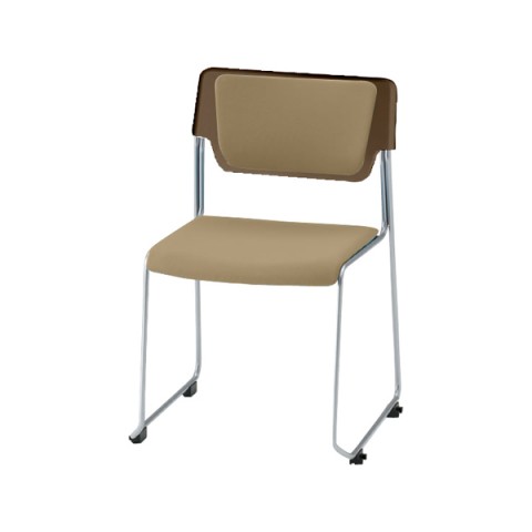 イトーキ ミーティングチェア・多目的チェア 完成日 組立不要 エレック 背パッド付 脚フレームカラー(シルバーメタリック) シェルカラー(アンバー) 抗ウイルス加工布地張り KLC-620PVZ5K2Y3