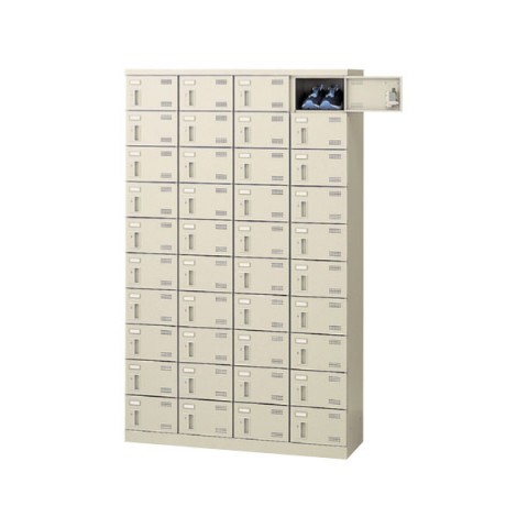 生興 オフィスキャビネット・収納家具  SLBシューズボックス H1800タイプ 4列10段40人用 コインリターン錠 SLB-440-R 47941