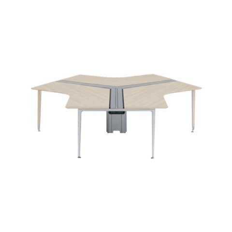 オカムラ オフィスデスク 完成日 組立不要 プリシード V型天板120°タイプ3連ユニット デスクトップパネル設置用 ゲート脚 ジョイントタイプ 3A25NK-MBD1