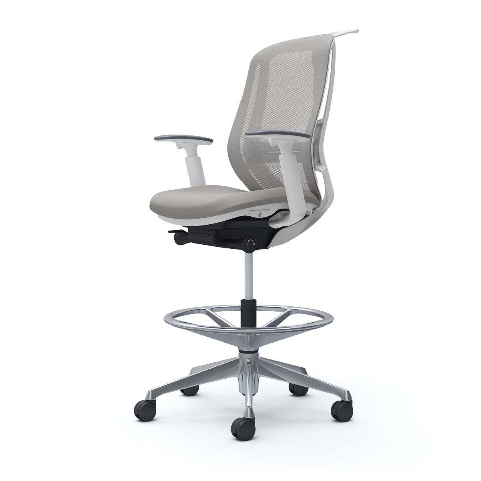 オカムラ オフィスチェア 完成日 組立不要 シルフィー ハイバック ハイチェア メッシュタイプ アジャストアーム付 ホワイトボディ アルミポリッシュ脚 ハンガー付 ランバー付 ナイロンキャスター C686HZ-FMR3