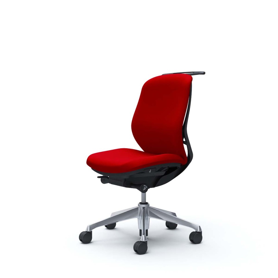 オカムラ オフィスチェア 完成日 組立不要 シルフィー ローバック クッションタイプ 肘なし ブラックボディ アルミポリッシュ脚  ハンガー付 ナイロンキャスター C634BR-FSF9