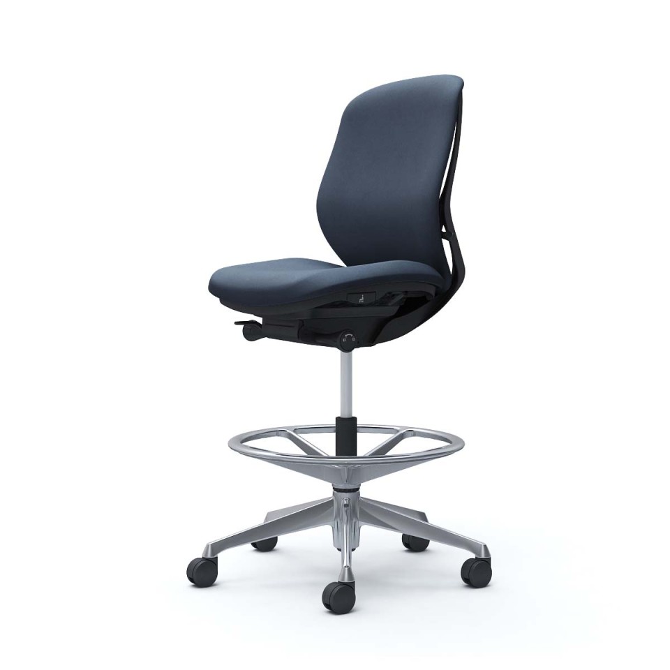 オカムラ オフィスチェア 完成日 組立不要 シルフィー ローバック ハイチェア クッション(インターロック)タイプ 肘なし ブラックボディ アルミポリッシュ脚 ナイロンキャスター C633HR-FXW4