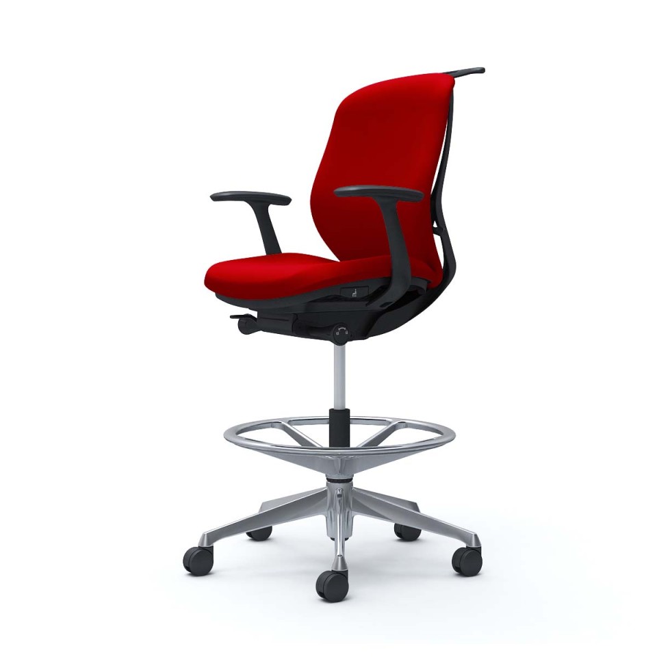 オカムラ オフィスチェア 完成日 組立不要 シルフィー ローバック ハイチェア クッションタイプ デザインアーム付 ブラックボディ アルミポリッシュ脚 ハンガー付 ナイロンキャスター C644HR-FSF9