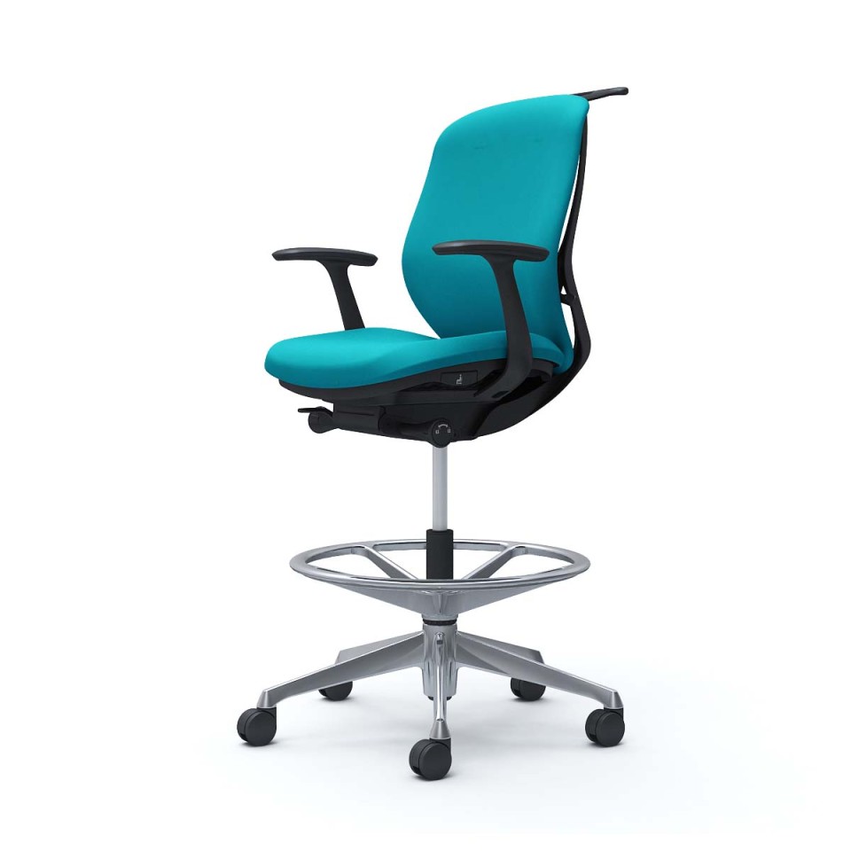 オカムラ オフィスチェア 完成日 組立不要 シルフィー ローバック ハイチェア クッションタイプ デザインアーム付 ブラックボディ アルミポリッシュ脚 ハンガー付 ナイロンキャスター C644HR-FSG6