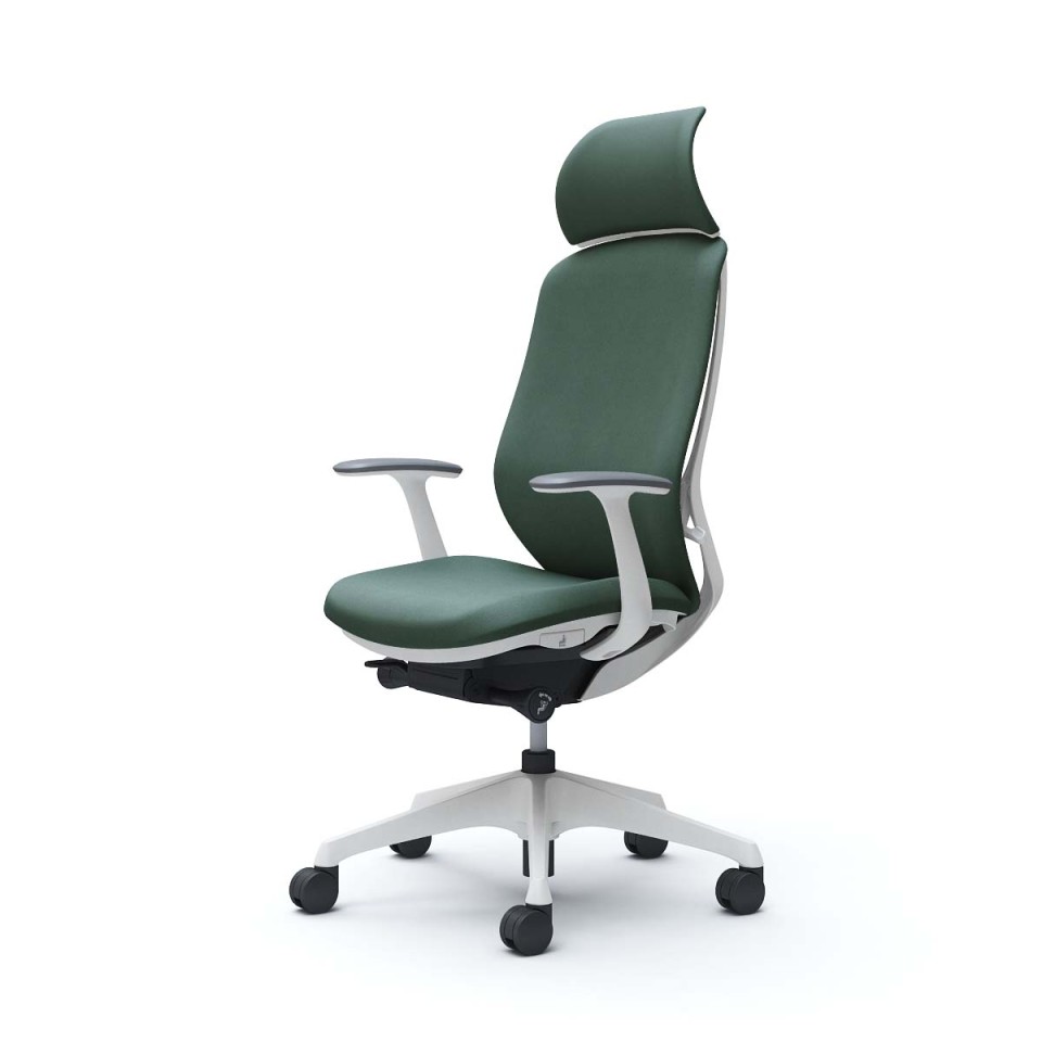 オカムラ オフィスチェア 完成日 組立不要 シルフィー エクストラハイバック クッション(インターロック)タイプ デザインアーム付 ホワイトボディ 樹脂脚 ナイロンキャスター C64CXW-FXW5