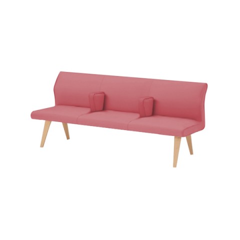 イトーキ ロビーベンチ・長椅子 完成日 組立不要 ウェイティング NH 3連ランバーサポートタイプ中間肘付 木製脚 LNH-43C-15M6