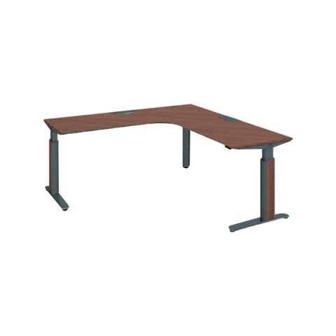 オカムラ オフィスデスク 完成日 組立不要 プリシード 上下昇降デスク L型天板タイプ レバースイッチ スラントエッジ 塗装脚 3H20MC-MMF9