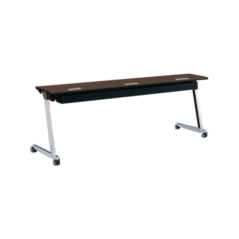 オカムラ ミーティングテーブル 完成日 組立不要 エレガスタ サイドフォールドテーブル 天板メラミンタイプ 配線孔付 棚板付 幕板なし 81E5VX-MBX3