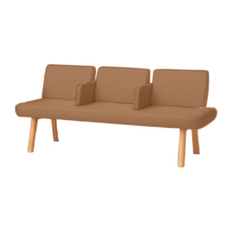 プラス ロビーベンチ・長椅子 完成日 組立不要 LS-5000 3人掛け 中肘付 単色張り LS-5332AN 40-334