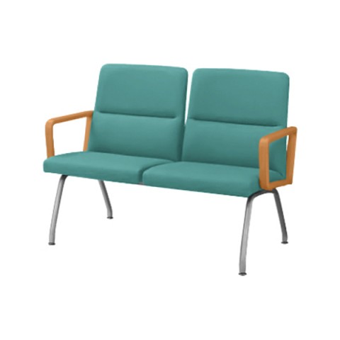 ライオン ロビーベンチ・長椅子 完成日 組立不要 42LC 背付・両肘付 ロビーチェアー 2連 42LC-32F 577-40