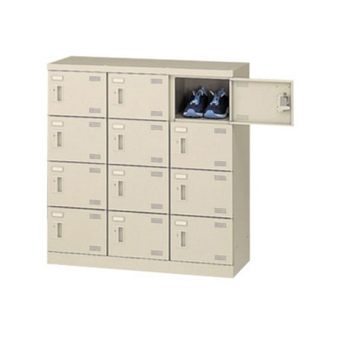 生興 オフィスキャビネット・収納家具  SLBシューズボックス H945タイプ 3列4段12人用 南京錠 SLB-M12-N2 72307