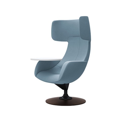 オカムラ ミーティングチェア・多目的チェア 完成日 組立不要 ライブス パーソナルチェアアンドテーブル ワークヴェールタイプ タブレット付 ベース:木(ダーク) ブラックボディ 張材:インターロック L149WS-FXW9