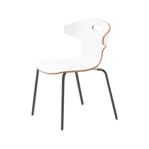 イナバ ミーティングチェア・多目的チェア 完成日 組立不要 アールエス300 4本脚 プライウッドタイプ(スタンダード) 本体カラー:ホワイト RS-300S B19520C5