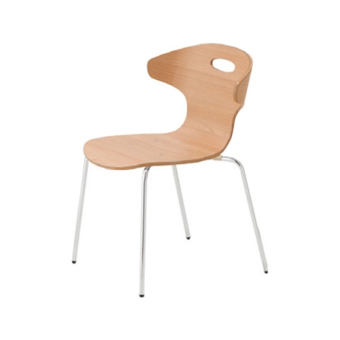 イナバ ミーティングチェア・多目的チェア 完成日 組立不要 アールエス300 4本脚 プライウッドタイプ(木目) 本体カラー:ナチュラル RS-300W B19530C5