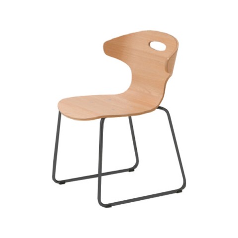 イナバ ミーティングチェア・多目的チェア 完成日 組立不要 アールエス300 ループ脚 プライウッドタイプ(木目) 本体カラー:ナチュラル RS-303W B19600C5